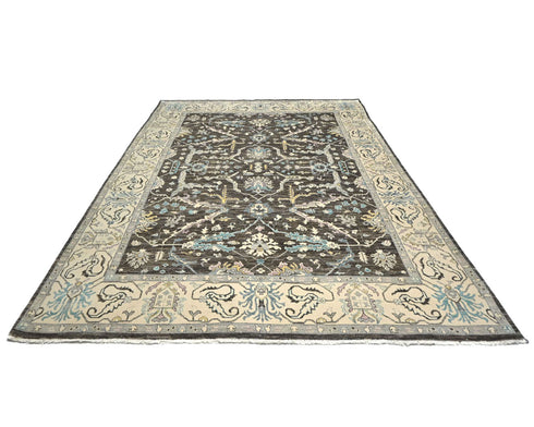 9x12 Zeigler Brown Afghan Hand Knotted Wool Area Rug